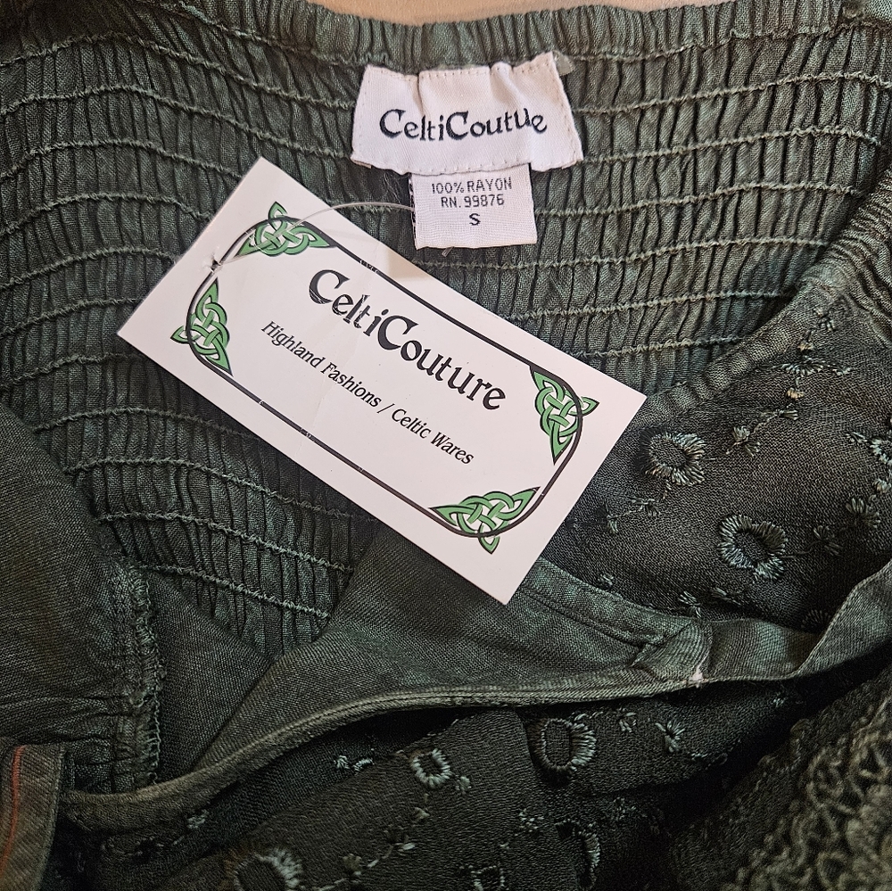 Celti Couture Boho dark green dress, size small - Picture 8 of 10